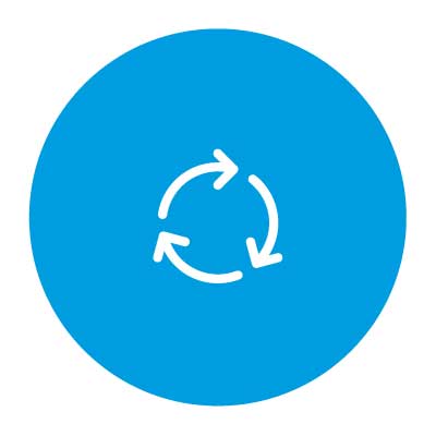 Blaues Kreis-Icon mit kreisförmigen Pfeilen
