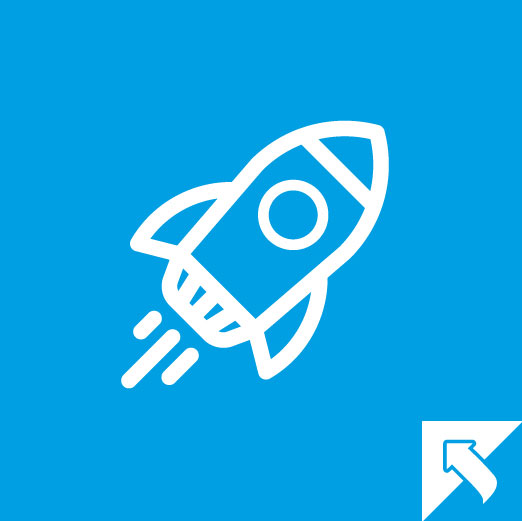 Weiße Raketen-Illustration auf blauem Hintergrund