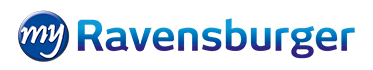 Schriftzug ‚my Ravensburger‘ in blauem Farbverlauf mit rundem Logo links 